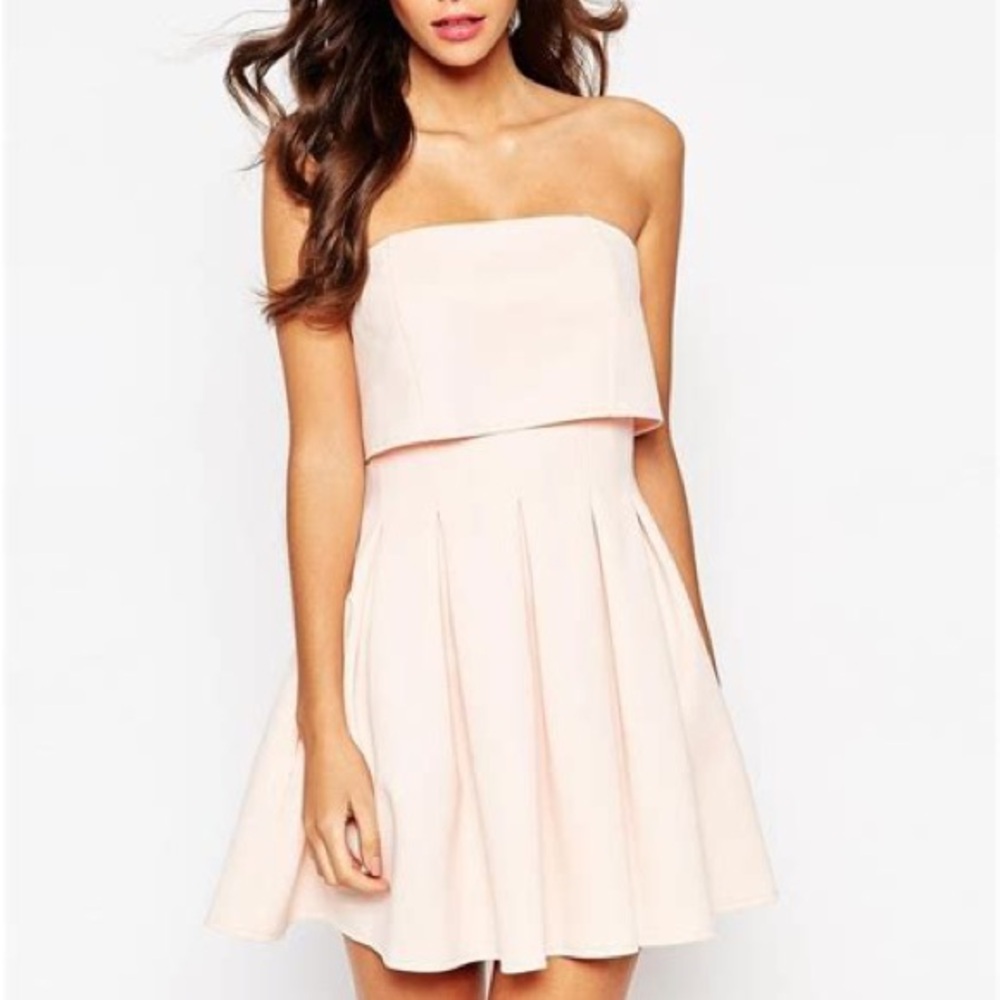ASOS Crop Top Mini Bandeau Debutante Dress - Nude / US 4
